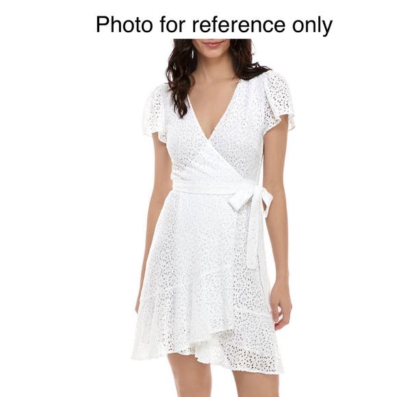 Michael Kors XS white crossover lace dress with ruffle hem & tie closure. NWT. - Picture 7 of 9